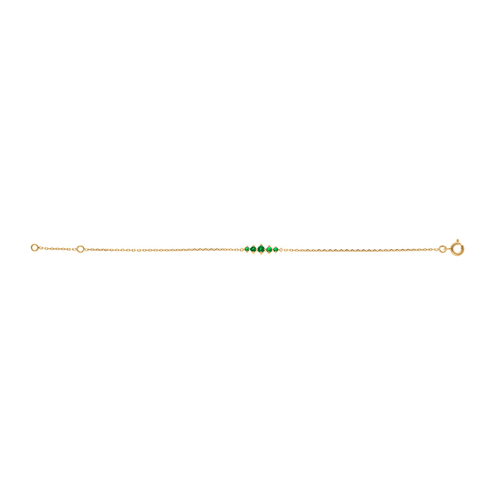 Bracelet en plaqu� or oxydes verts horizontaux - 15.5+2.5m - Vue 2
