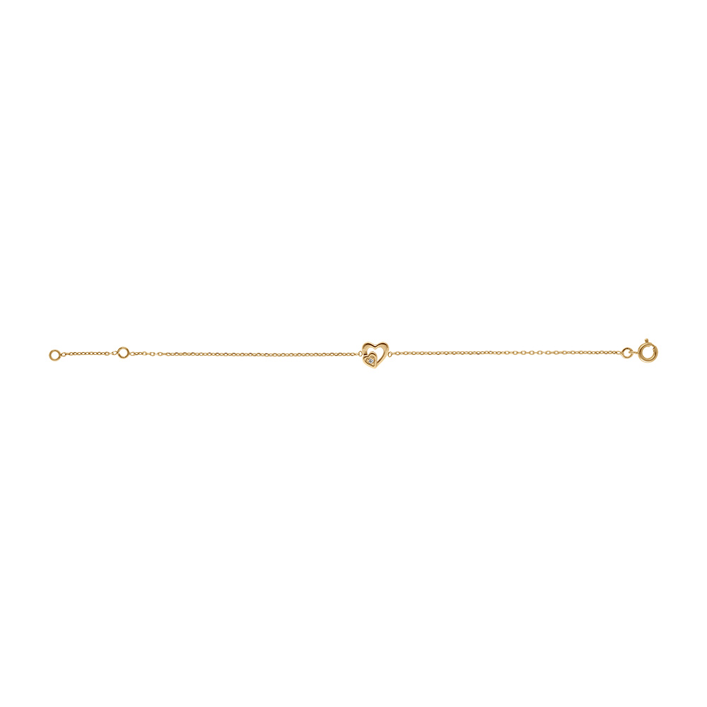 Bracelet en plaqu� or coeurs et oxydes blancs - 15.5+2.5cm - Vue 2