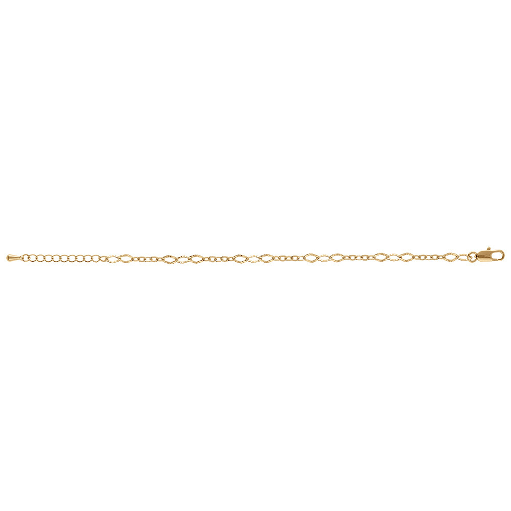 Bracelet en plaqu� or mailles ovales diamant�es - 16+3cm - Vue 2