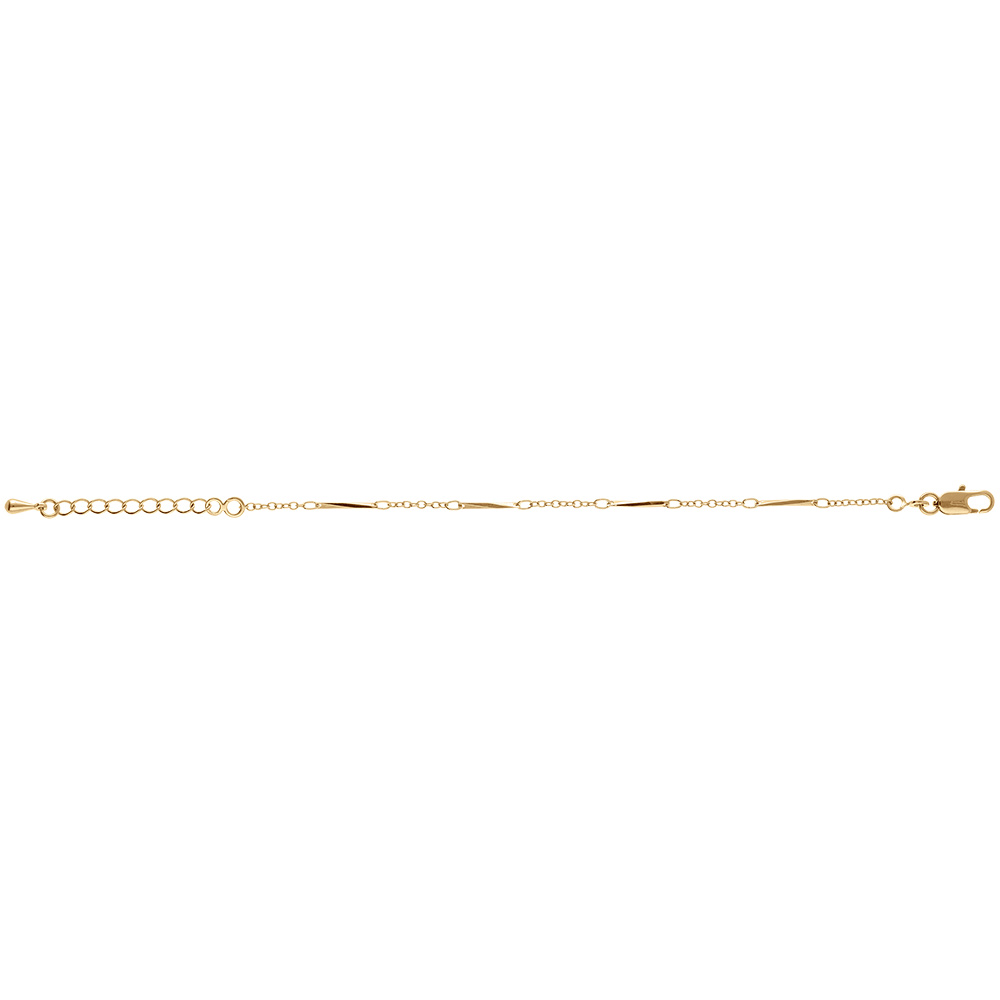 Bracelet en plaqu� or avec barres torsad�es - 16+3cm - Vue 2