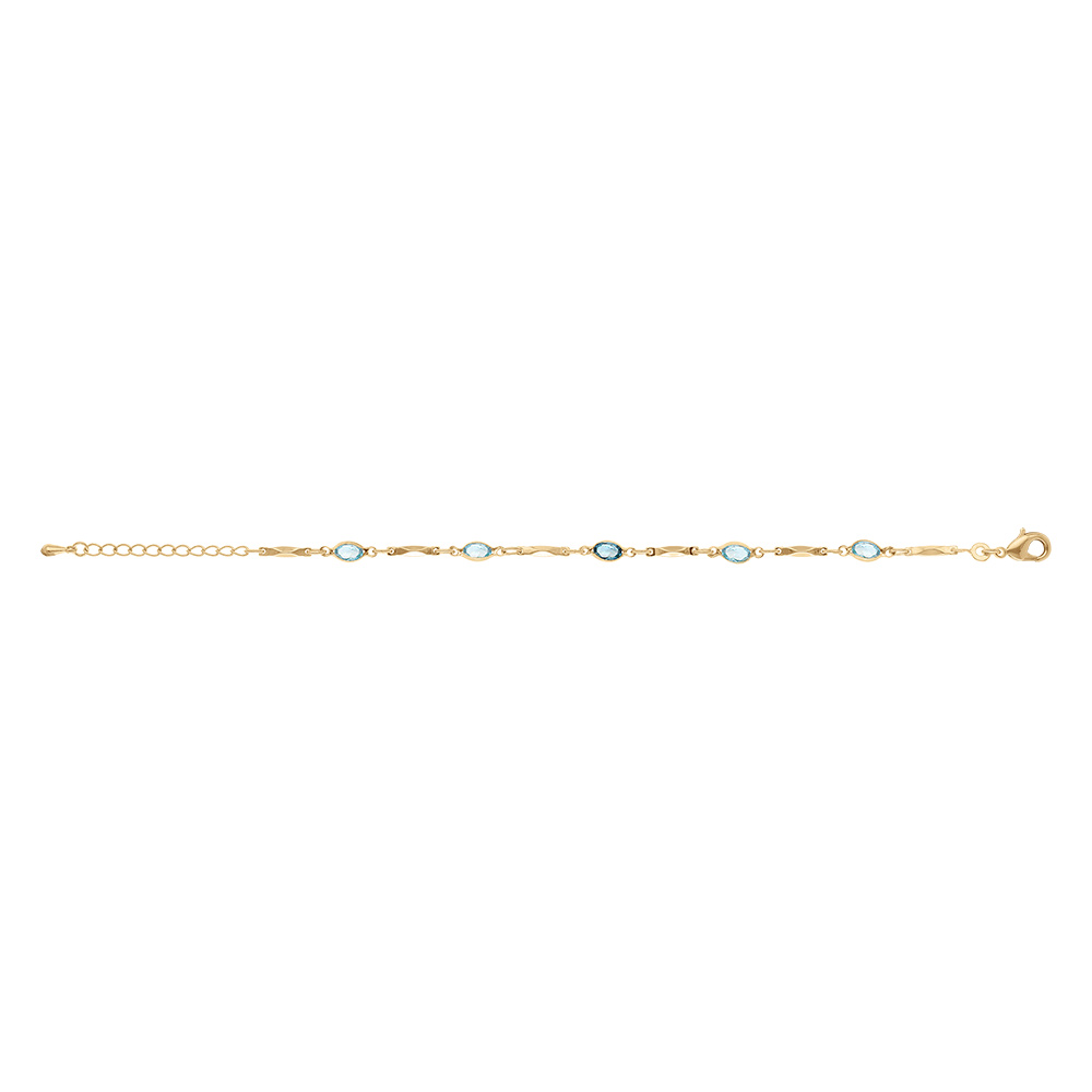 Bracelet en plaqu� or tutti frutti navettes d\'oxydes d�grad� de bleu et baguettes - 16+3cm - Vue 2