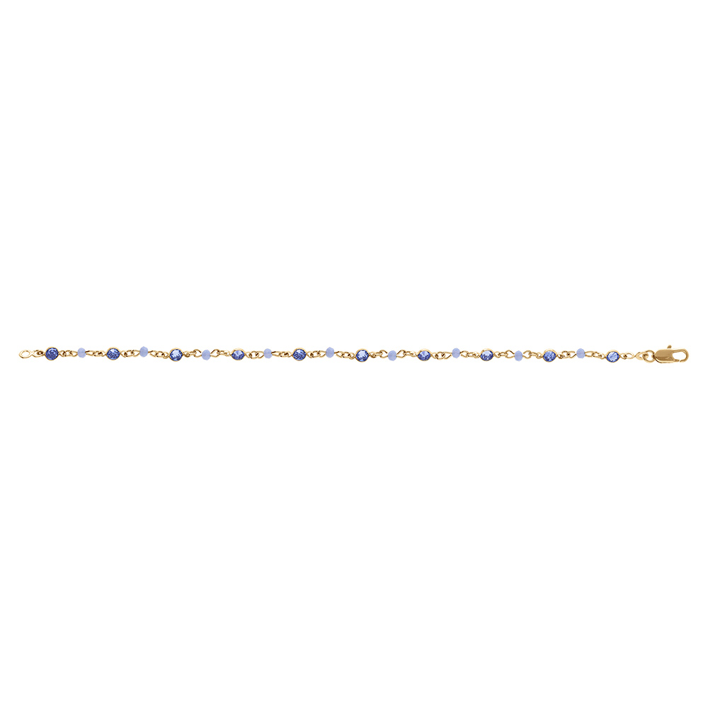 Bracelet en plaqu� or tutti frutti r�sine et oxyde bleu - 16+3cm - Vue 2