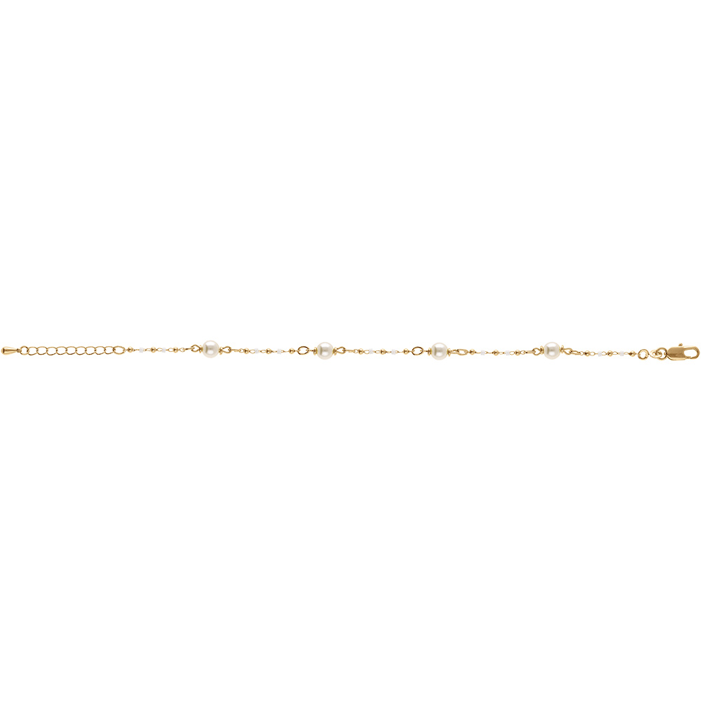 Bracelet en plaqu� or perle blanche imitation - 16+3cm - Vue 2