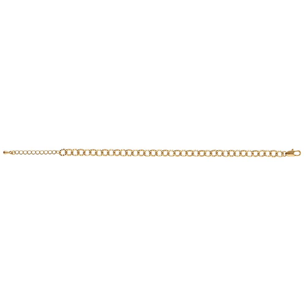 Bracelet en plaqu� or mailles rondes diamant�es - 16+3cm - Vue 2