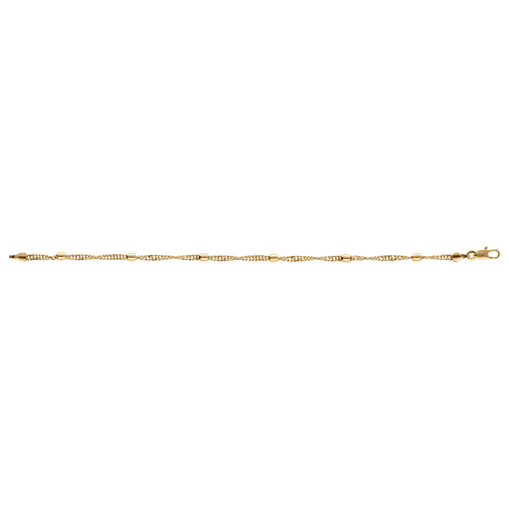 Bracelet en plaqu� or chaine torsad�e et olives - 16+3cm - Vue 2