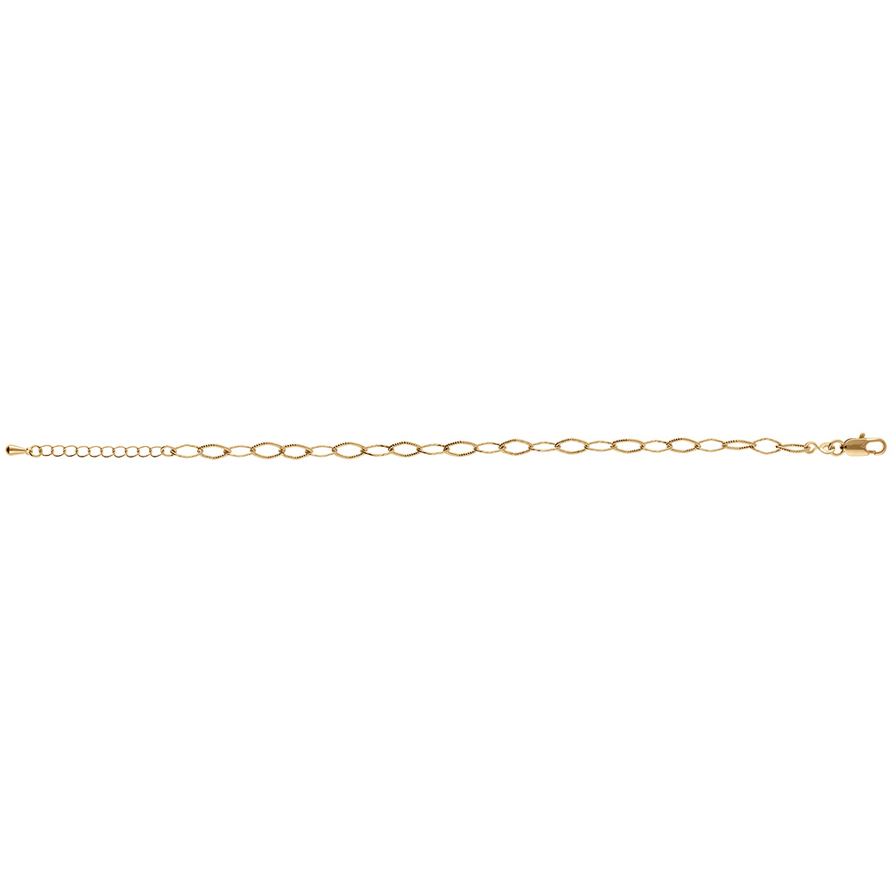 Bracelet en plaqu� or mailles losanges cisel�es - 16+3cm - Vue 2