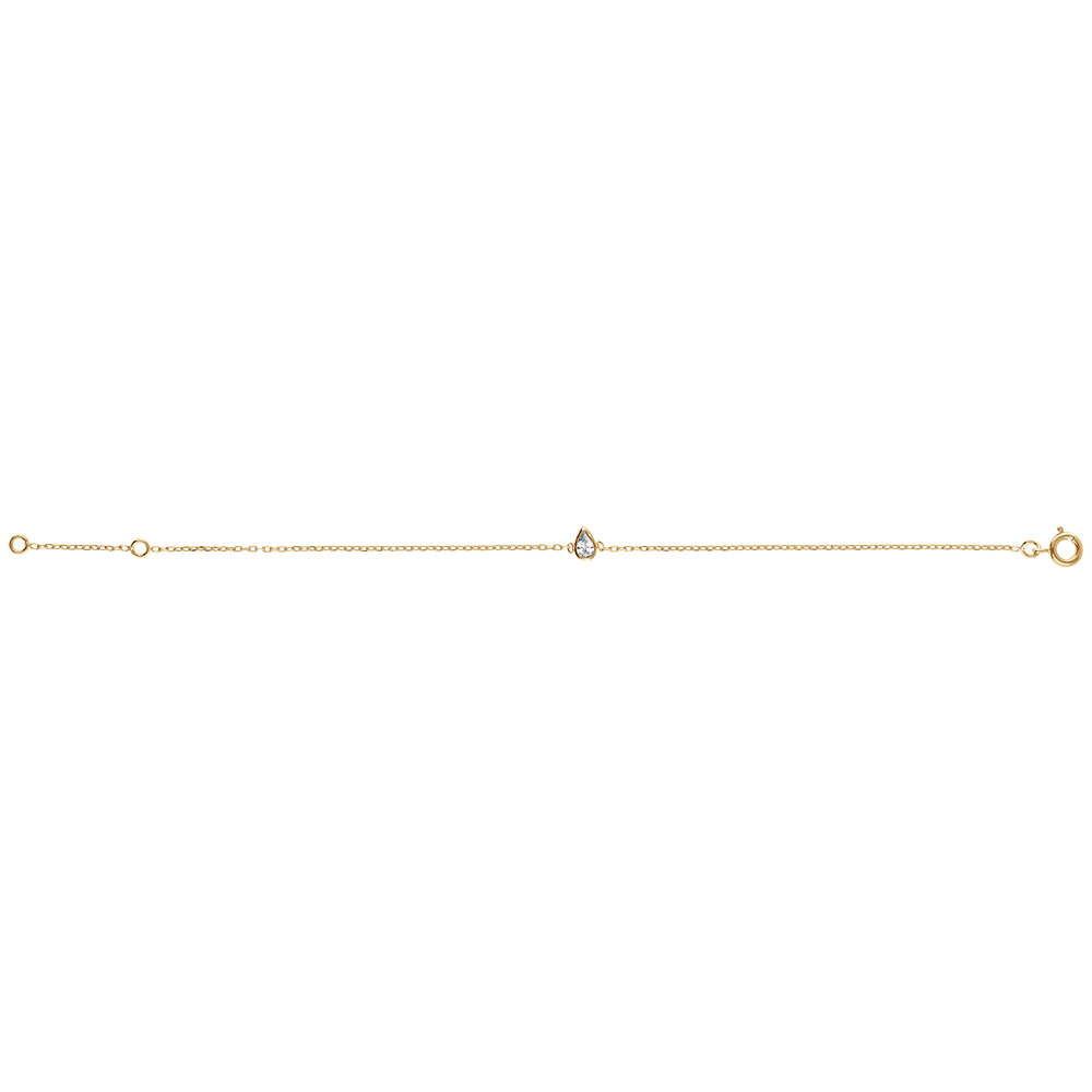Bracelet en plaqu� or goutte avec oxyde blanc serti clos - 16+2cm - Vue 2