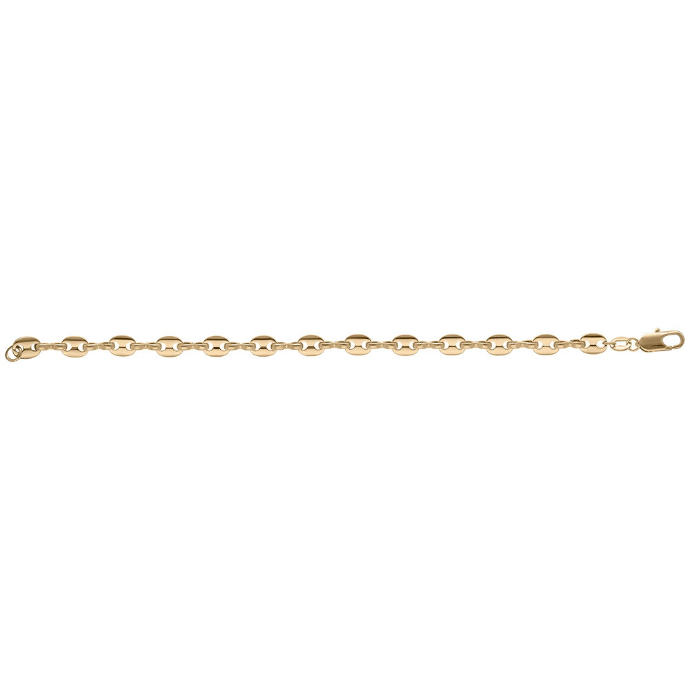 Bracelet en plaqu� or cha�ne maille grains de caf� 5mm longueur 19cm - Vue 2