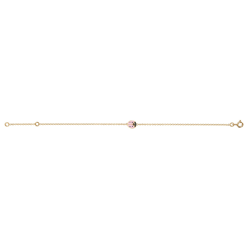 Bracelet en plaqu� or coccinelle rose -14+2cm - Vue 2