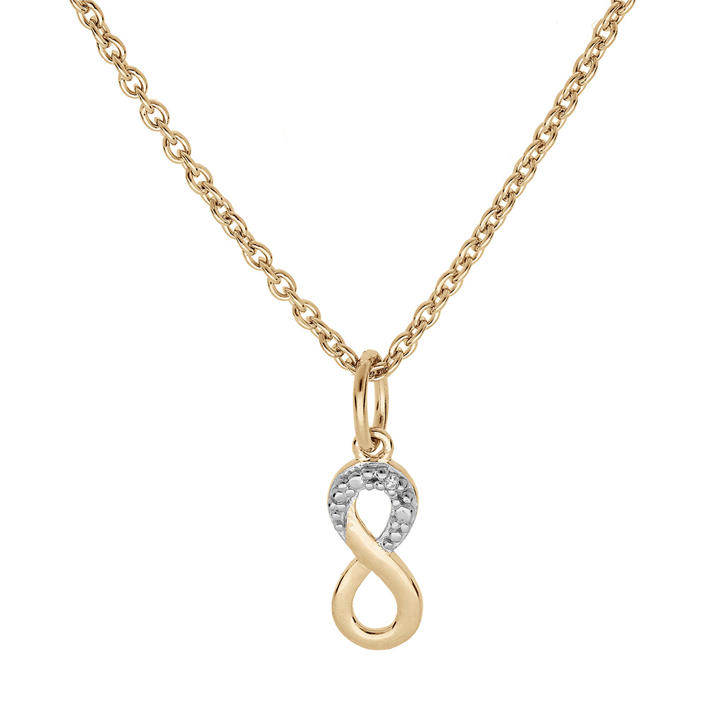 Collier en plaqu� or cha�ne avec pendentif infini et oxydes blancs sertis 38+5cm - Vue 2