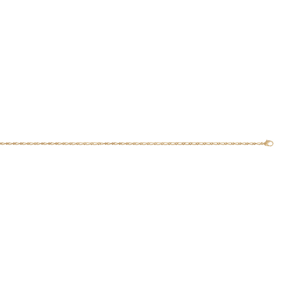 Cha�ne en plaqu� or figaro maille 1+1 largeur 2mm et longueur 40cm - Vue 2