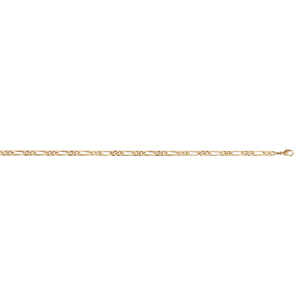 Cha�ne en plaqu� or figaro maille 1+2 largeur 3mm et longueur 45cm - Vue 2