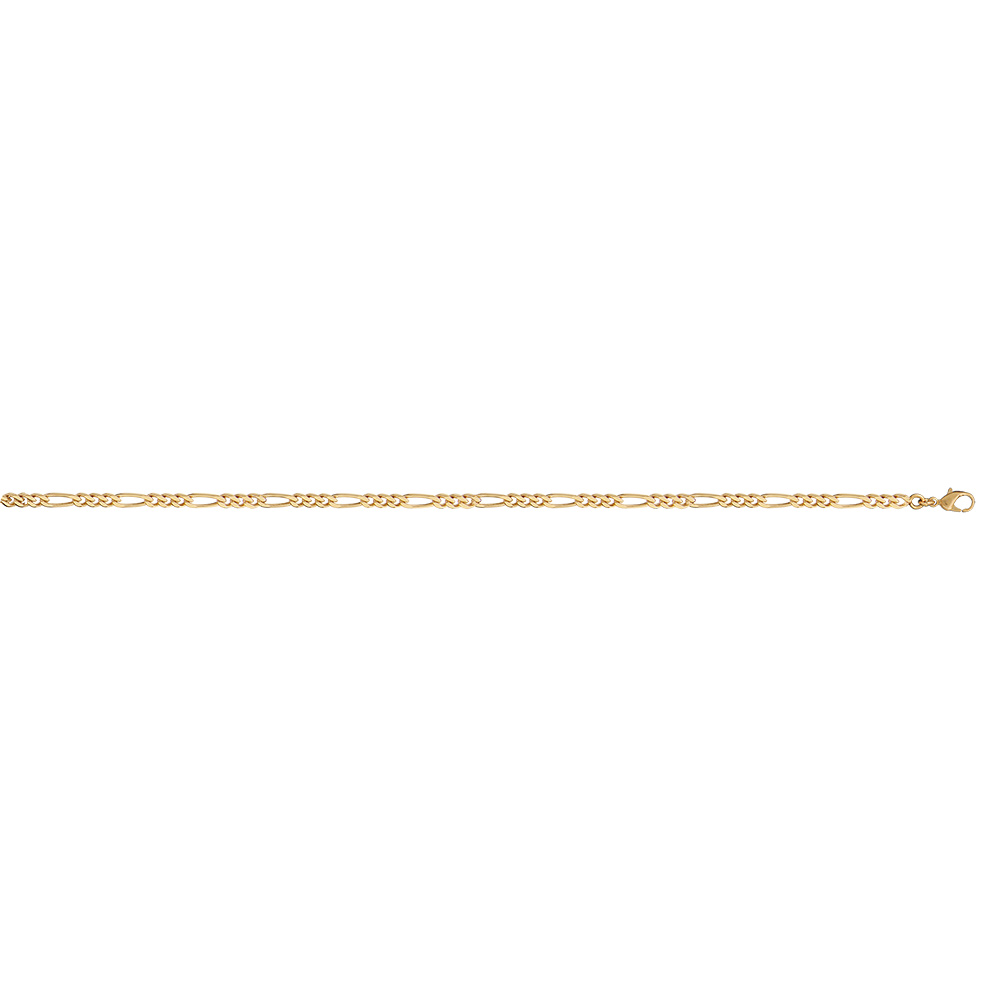 Cha�ne en plaqu� or figaro maille 1+3 largeur 3mm et longueur 45cm - Vue 2
