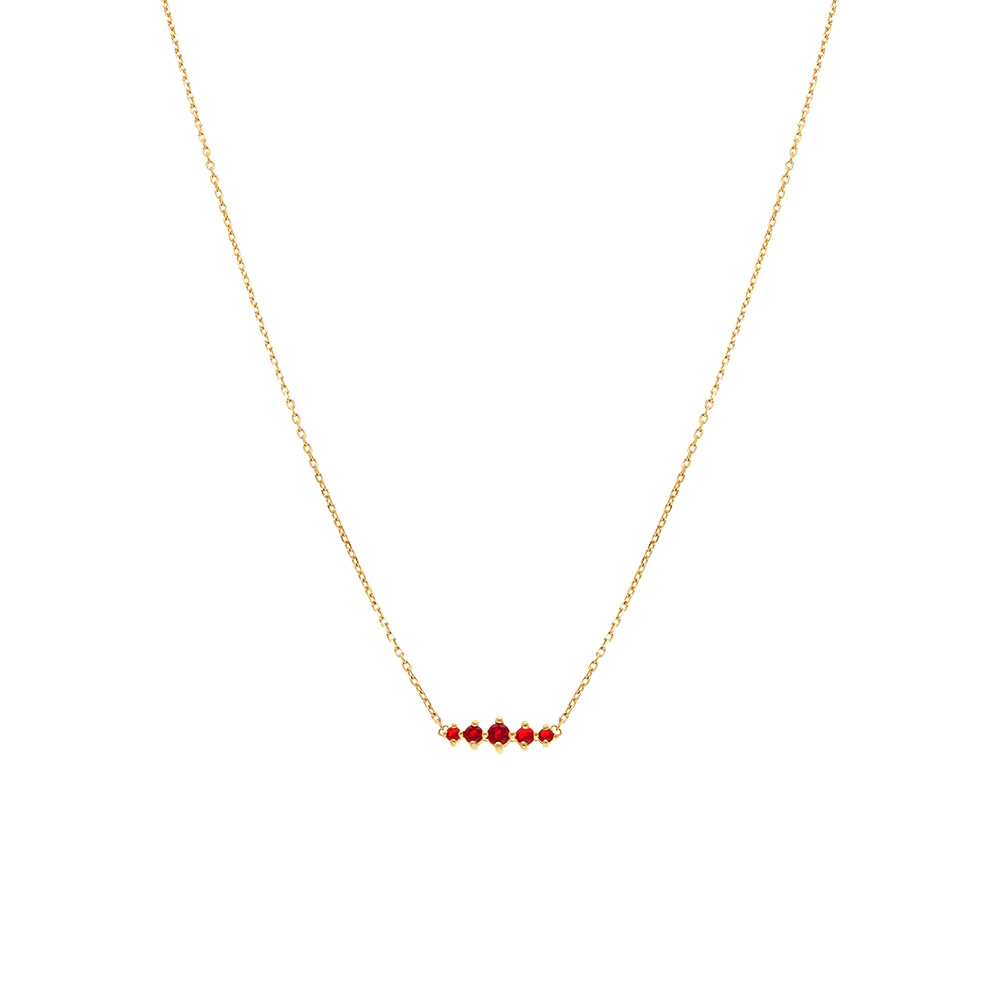 Collier en plaqu� or oxydes rouges horizontaux -  38+4cm - Vue 2
