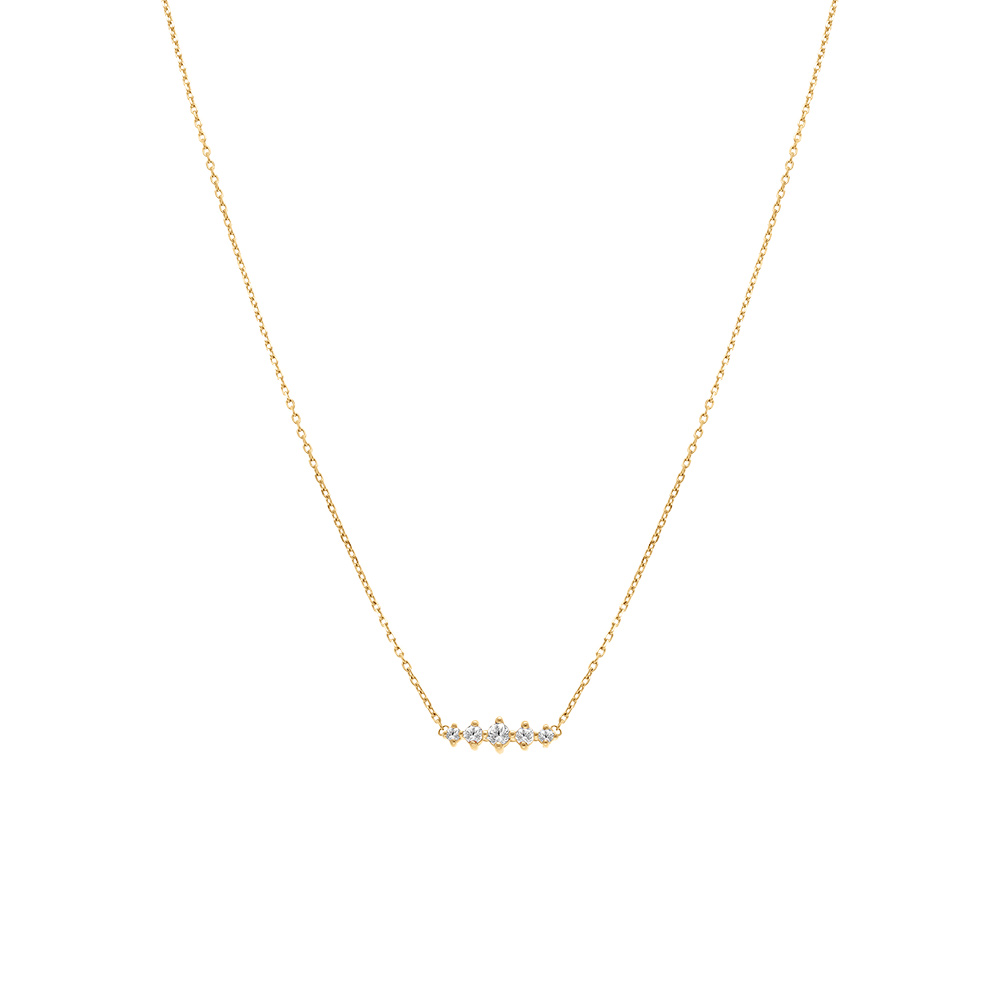 Collier en plaqu� or oxydes blancs horizontaux -  38+4cm - Vue 2