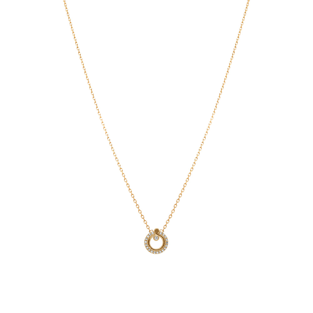 Collier en plaqu� or cercles d\'oxydes blancs - 38+4cm - Vue 2