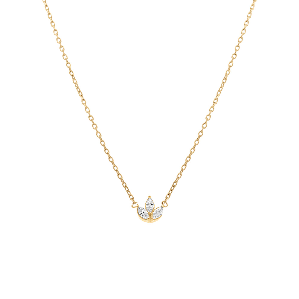 Collier en plaqu� or trois oxydes blanc - 38+4cm - Vue 2