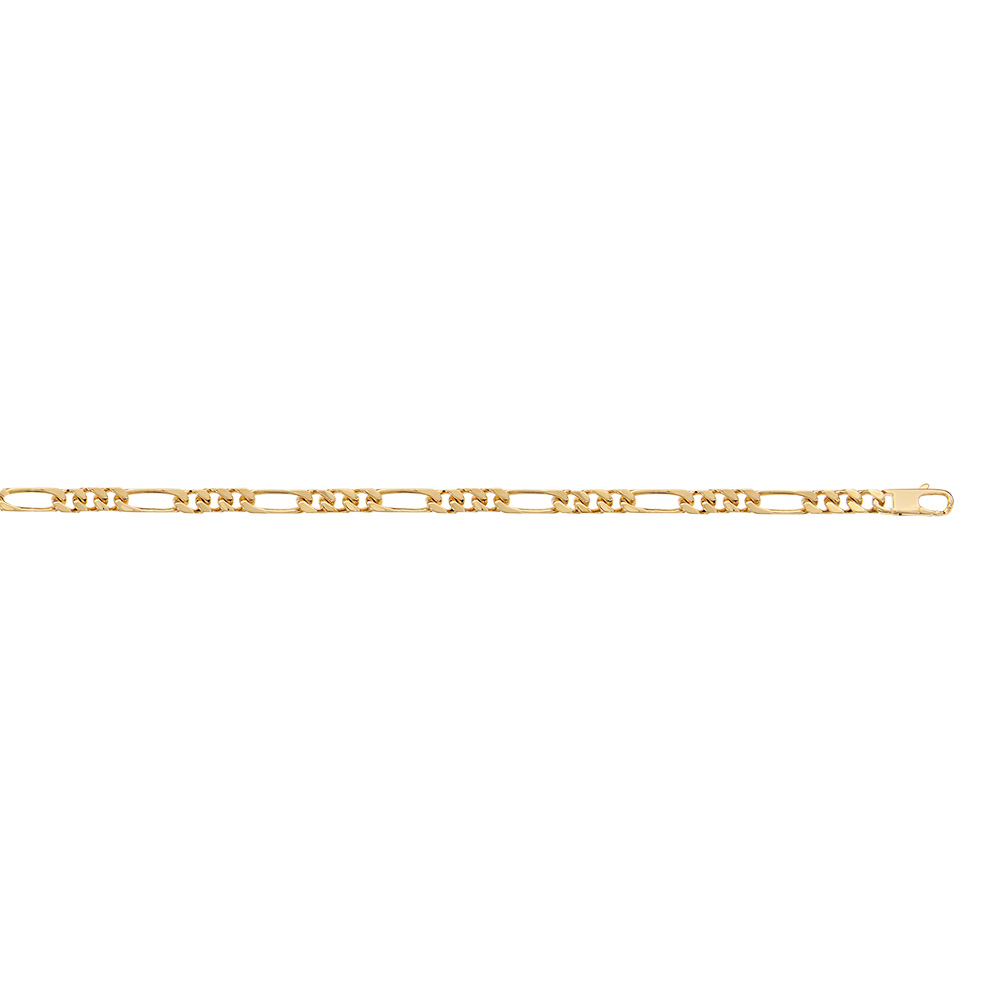 Cha�ne en plaqu� or figaro maille 1+3 largeur 5mm et longueur 55cm - Vue 2