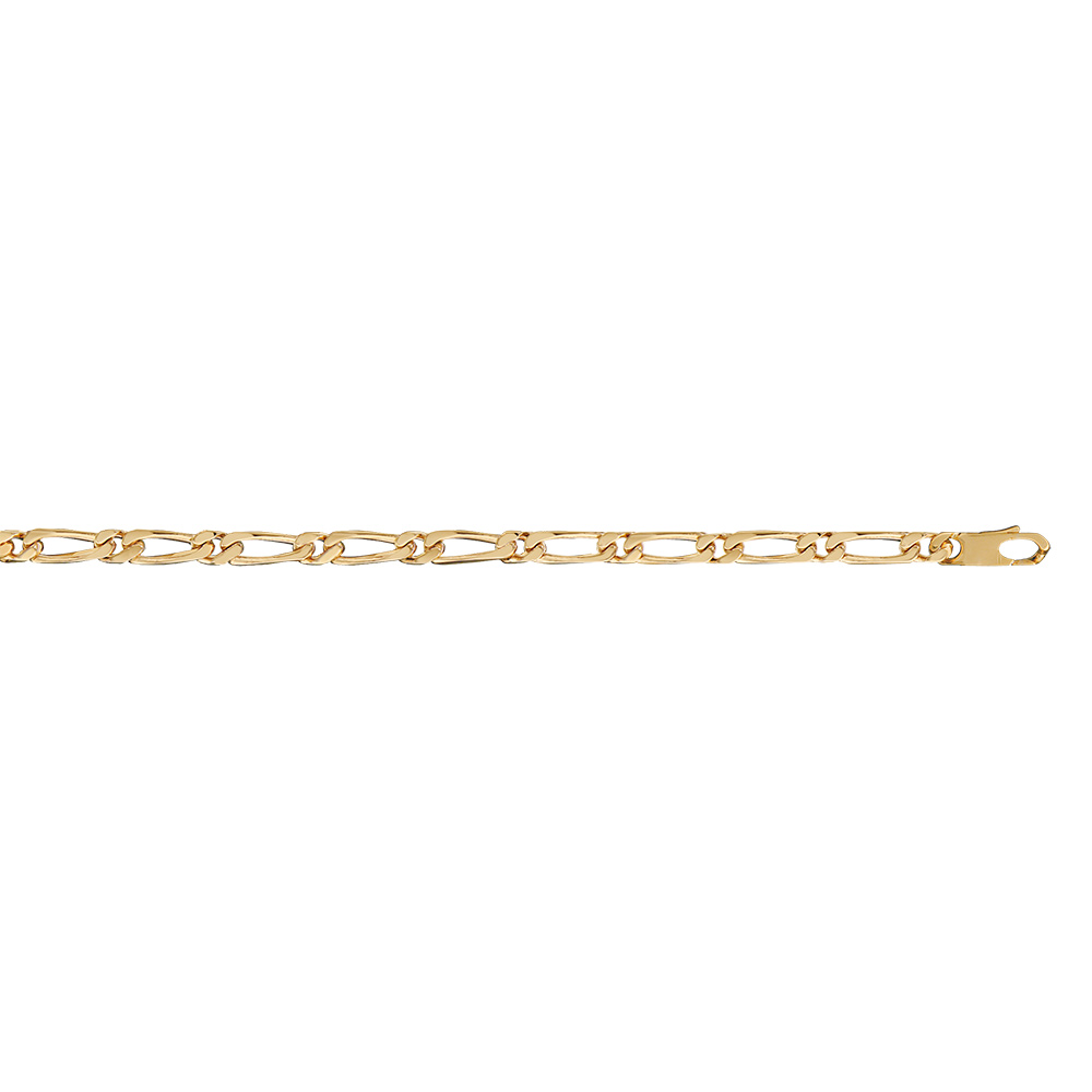 Cha�ne en plaqu� or figaro maille 1+1 largeur 6mm et longueur 50cm - Vue 2