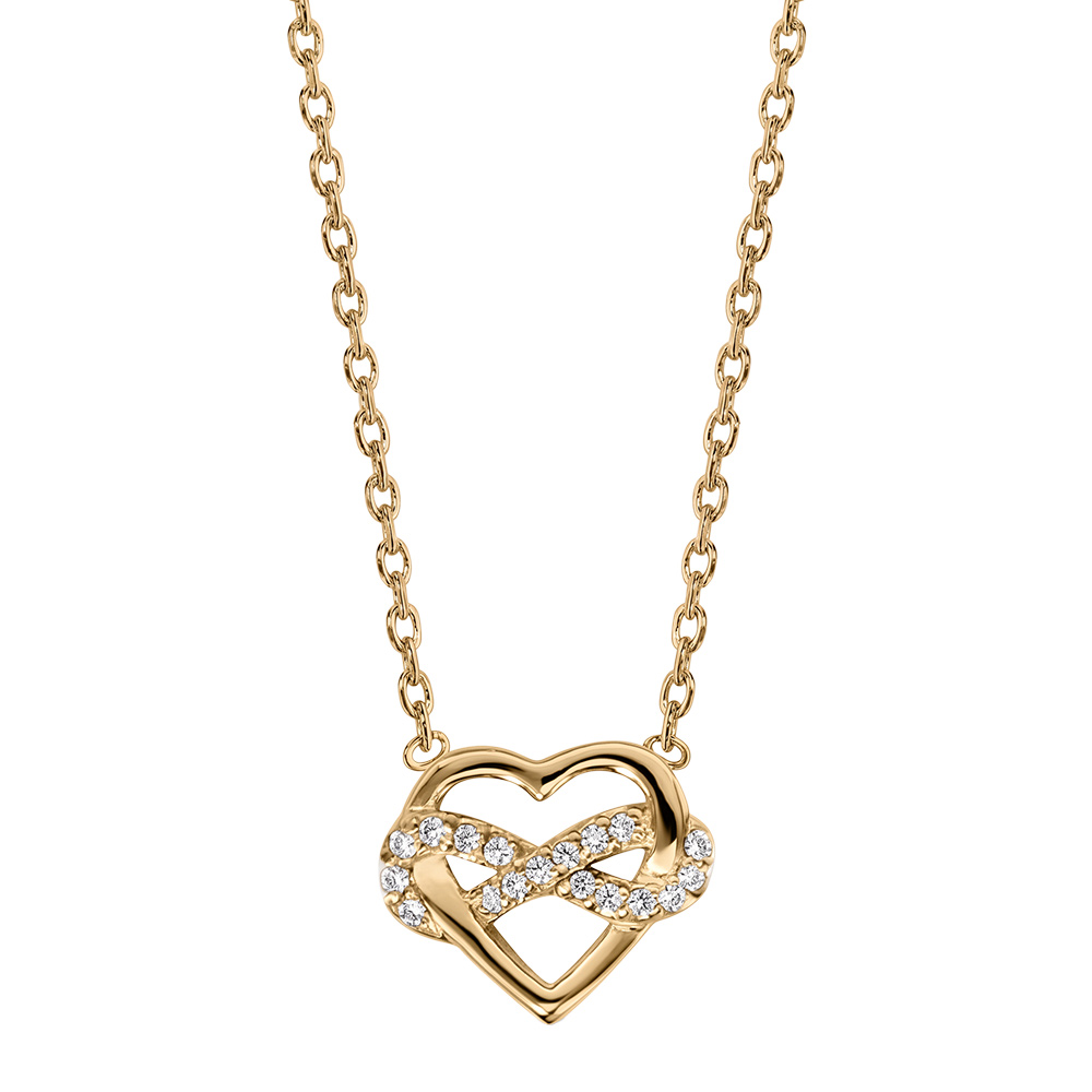 Collier en plaqu� or coeur infini oxydes blancs sertis 42cm - Vue 2