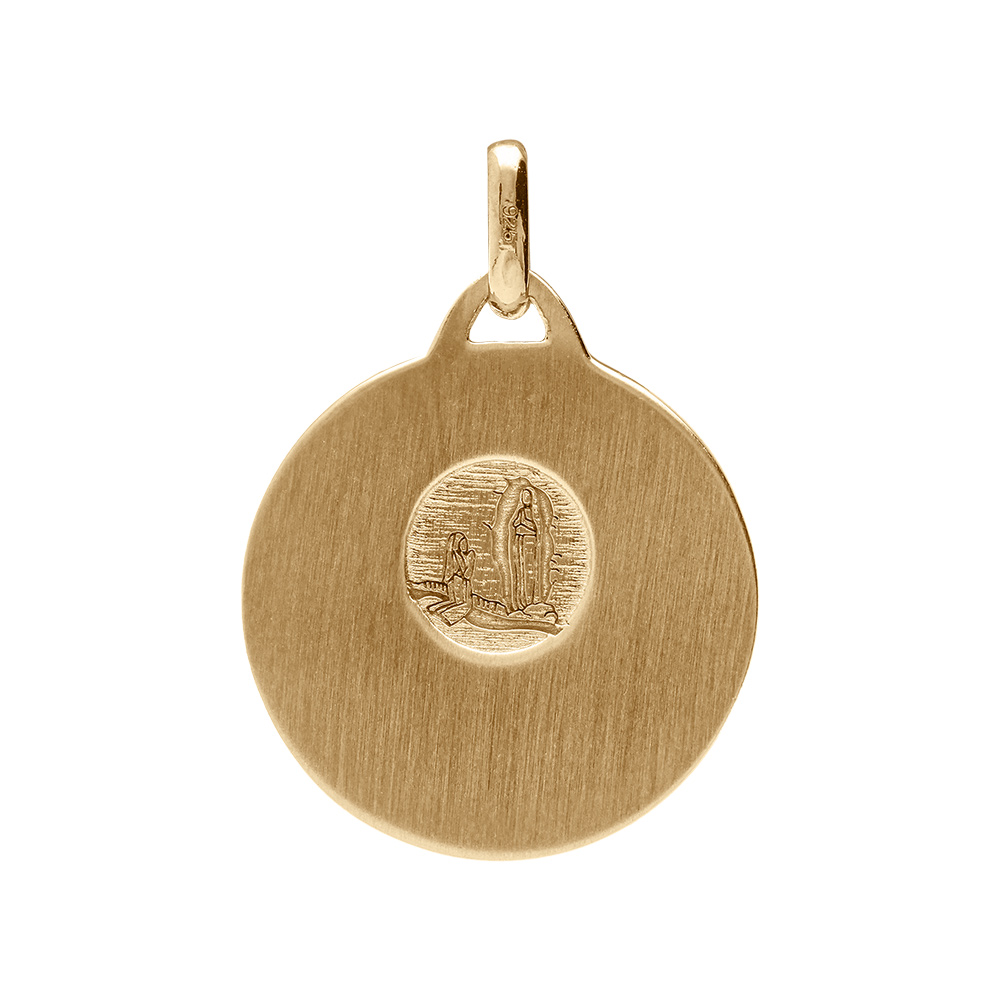 Pendentif m�daille en plaqu� or de Saint-Christophe en relief et bord brillant - Vue 2