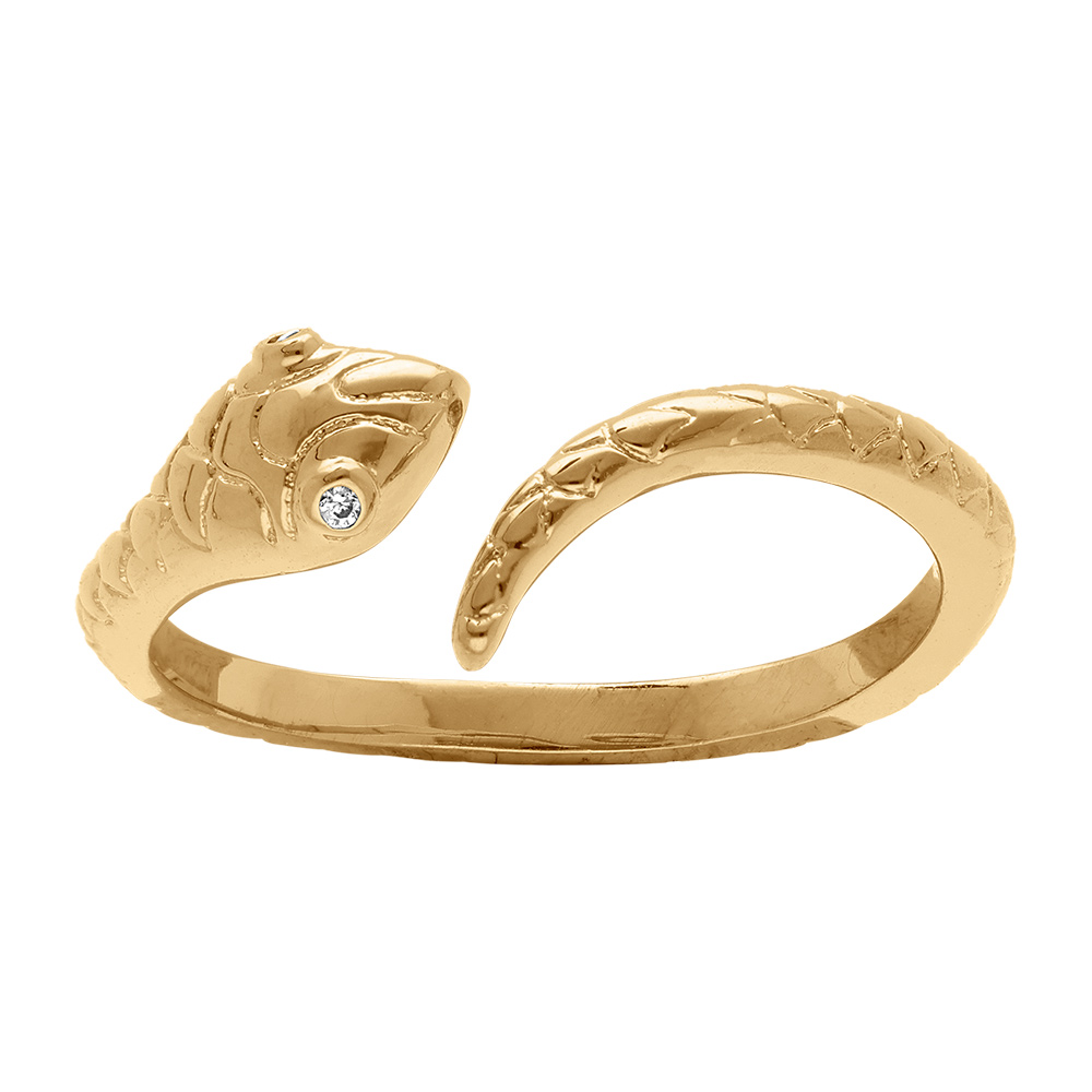 Bague en plaqu� or serpent enroul� - bague ouverte - Vue 2