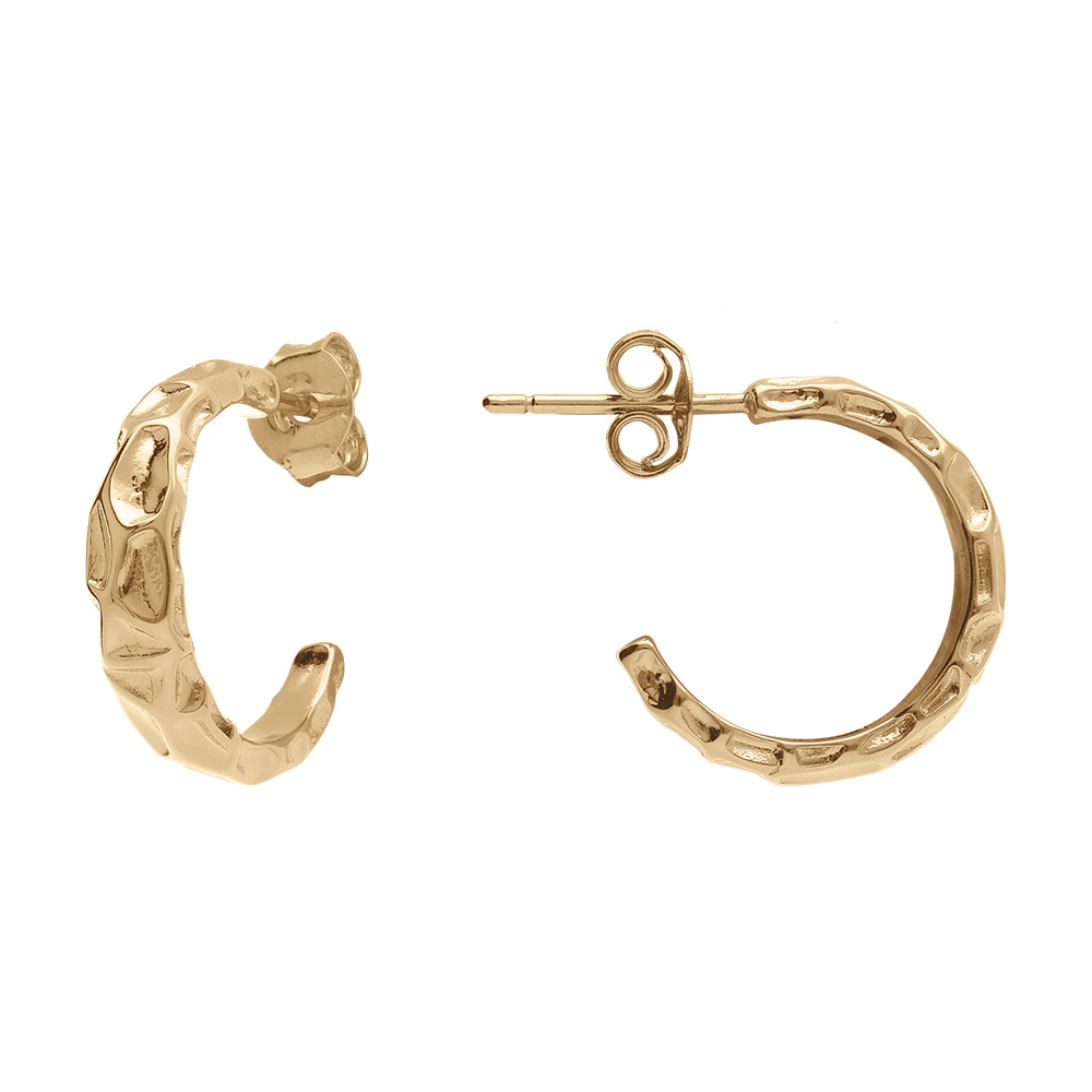 Bague anneau en plaqu� or finition martel�e - Vue 2