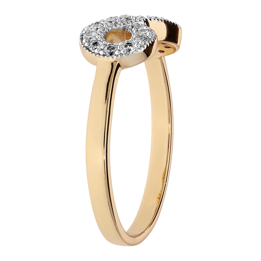 Bague en plaqu� or grande taille symbole infini de pierres blanches - Vue 2
