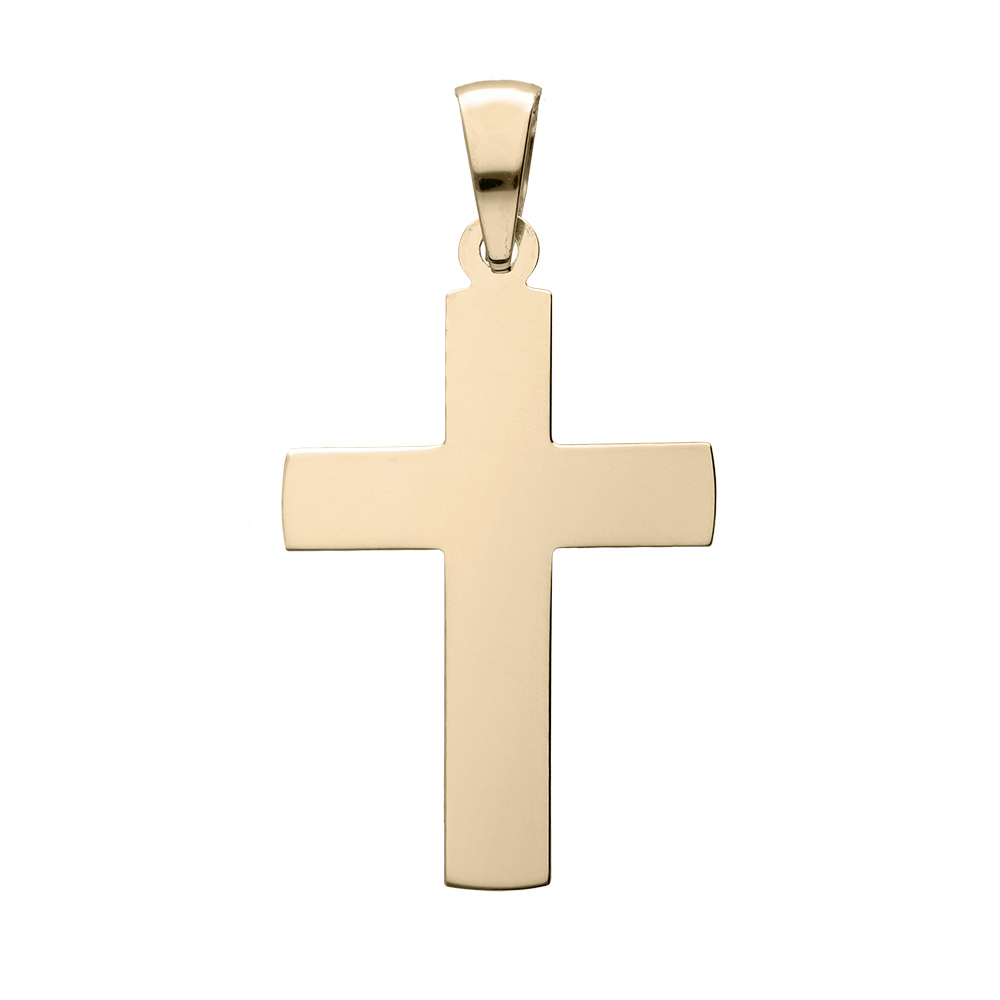 Pendentif en plaqu� or grosse croix lisse � graver - Vue 2