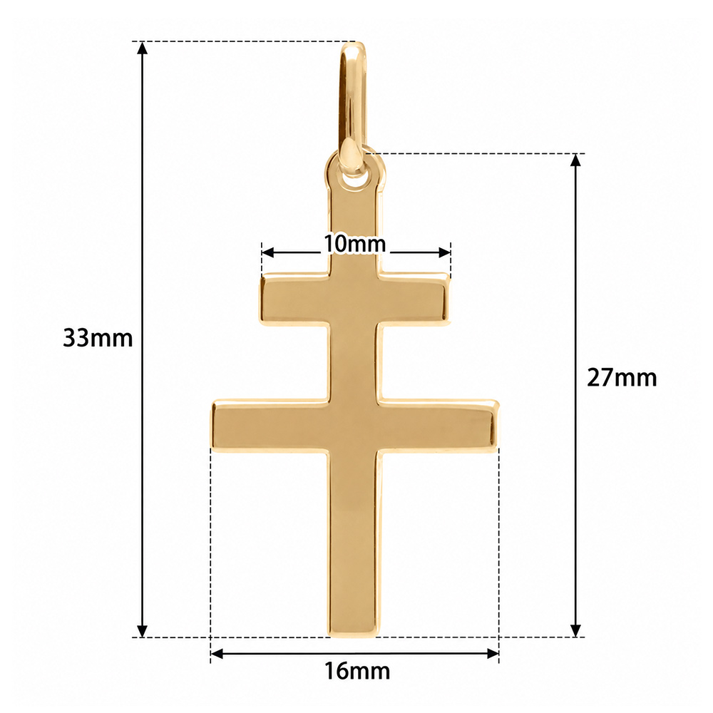 Pendentif en plaqu� or Croix de Lorraine - 27mm x 16mm - Vue 2