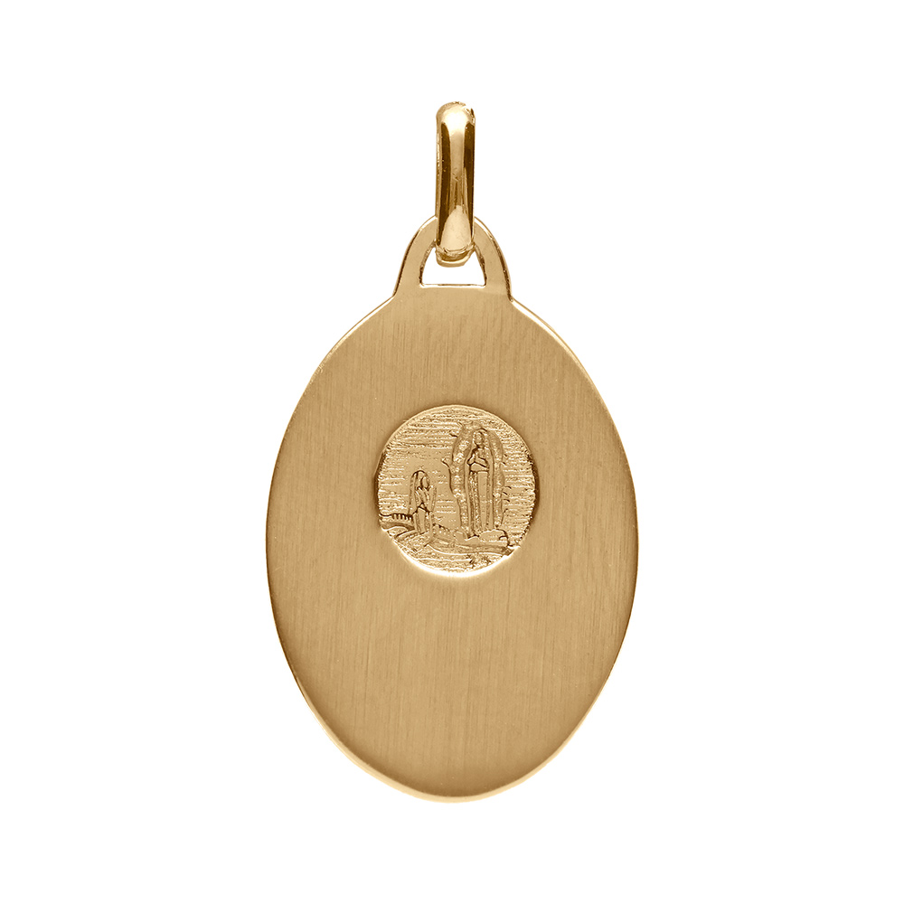 Pendentif m�daille en plaqu� or ovale vierge Marie - Vue 2