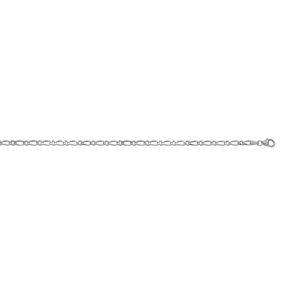 Cha�ne en argent rhodi� maille Hawa� 1+1 largeur 4mm et longueur 50cm - Vue 2
