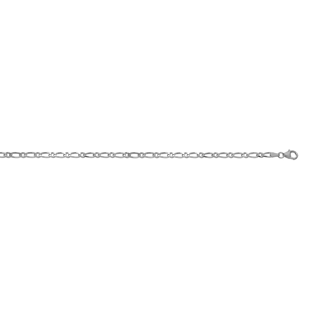 Cha�ne en argent rhodi� maille Hawa� 1+1 largeur 4mm et longueur 55cm - Vue 2