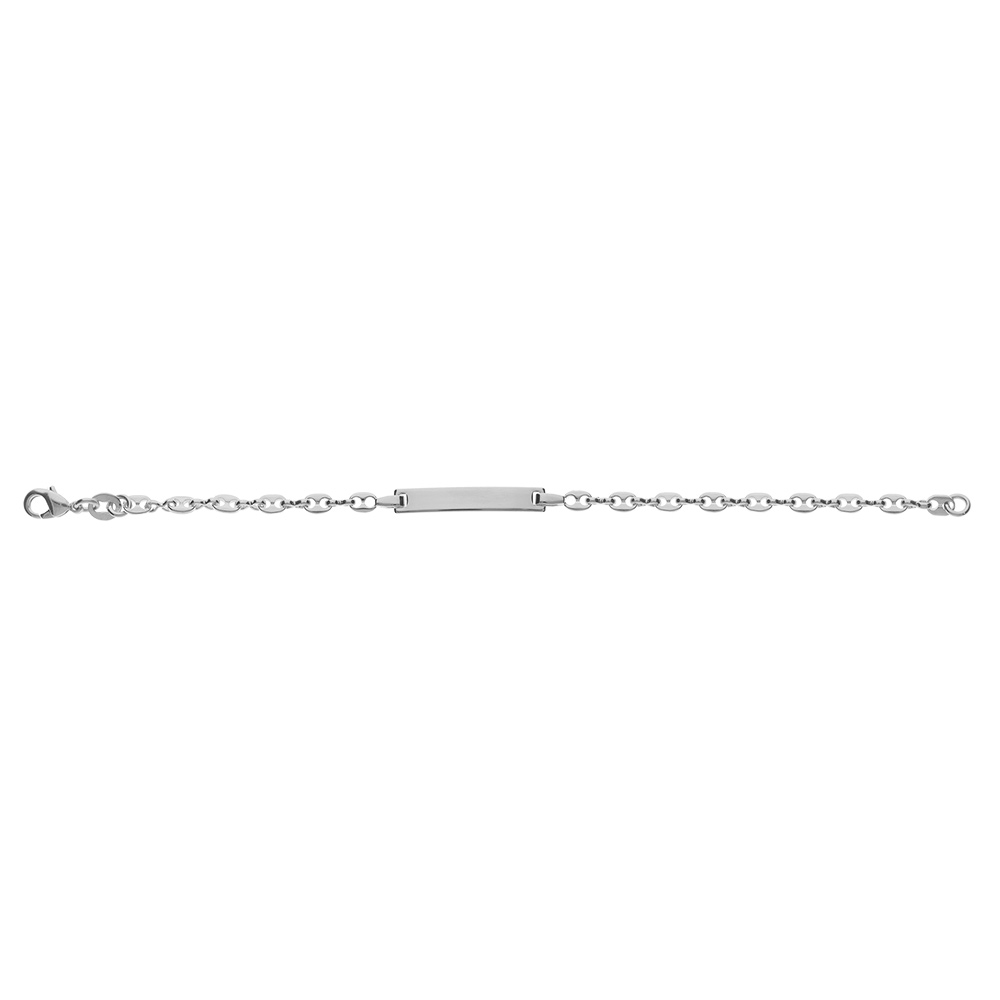 Gourmette pour b�b� en argent rhodi� maille grains de caf� longueur 12,5cm + 2cm de rallonge - Vue 3