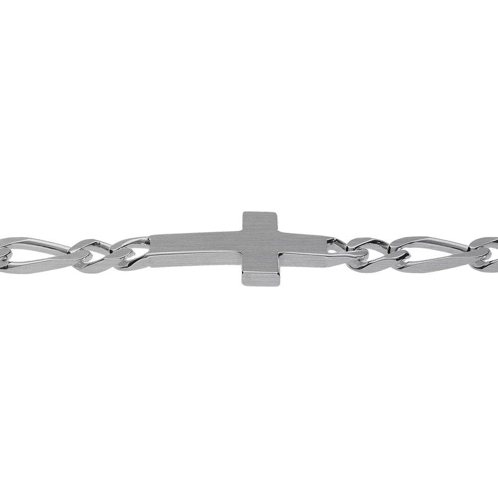 Bracelet en argent satin�  1+3 4mm  croix plate lisse - 18cm - Vue 3
