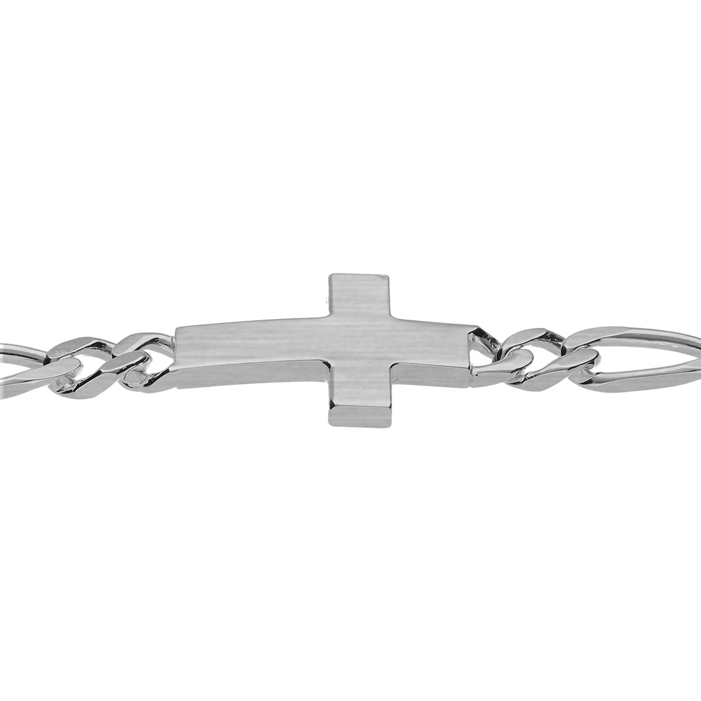 Bracelet en argent passiv� 1+3 5mm croix plate lisse  - 19cm - Vue 3