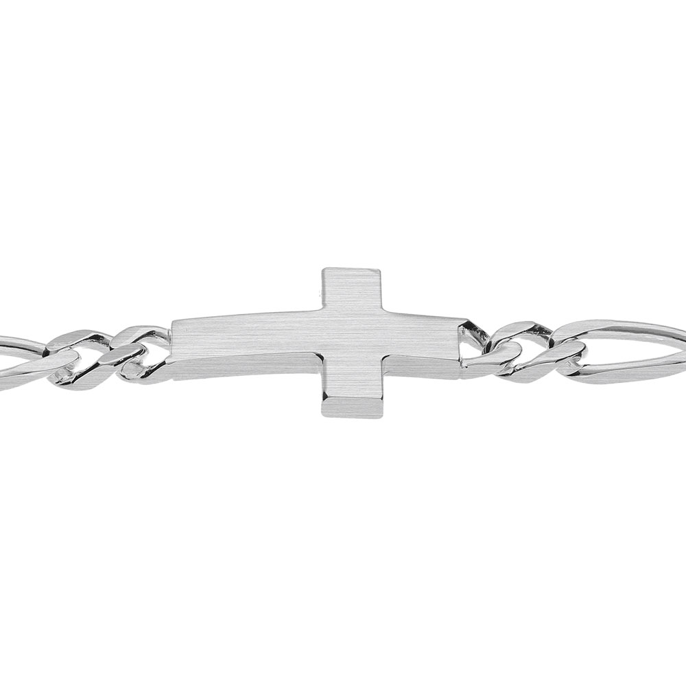 Bracelet en argent satin�  1+3 5mm croix plate lisse  - 19cm - Vue 3