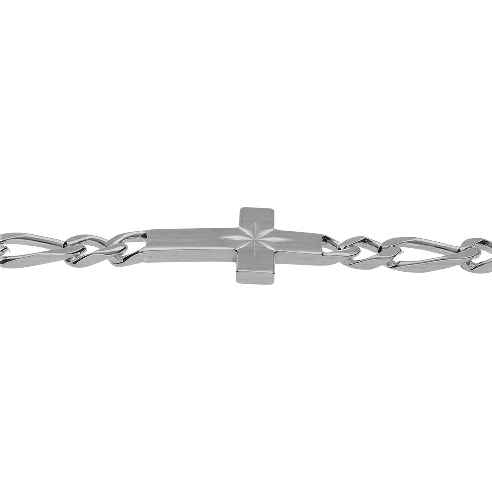 Bracelet en argent 1+3, 4mm croix plate lisse diamant�e etoil�e - 18cm - Vue 3