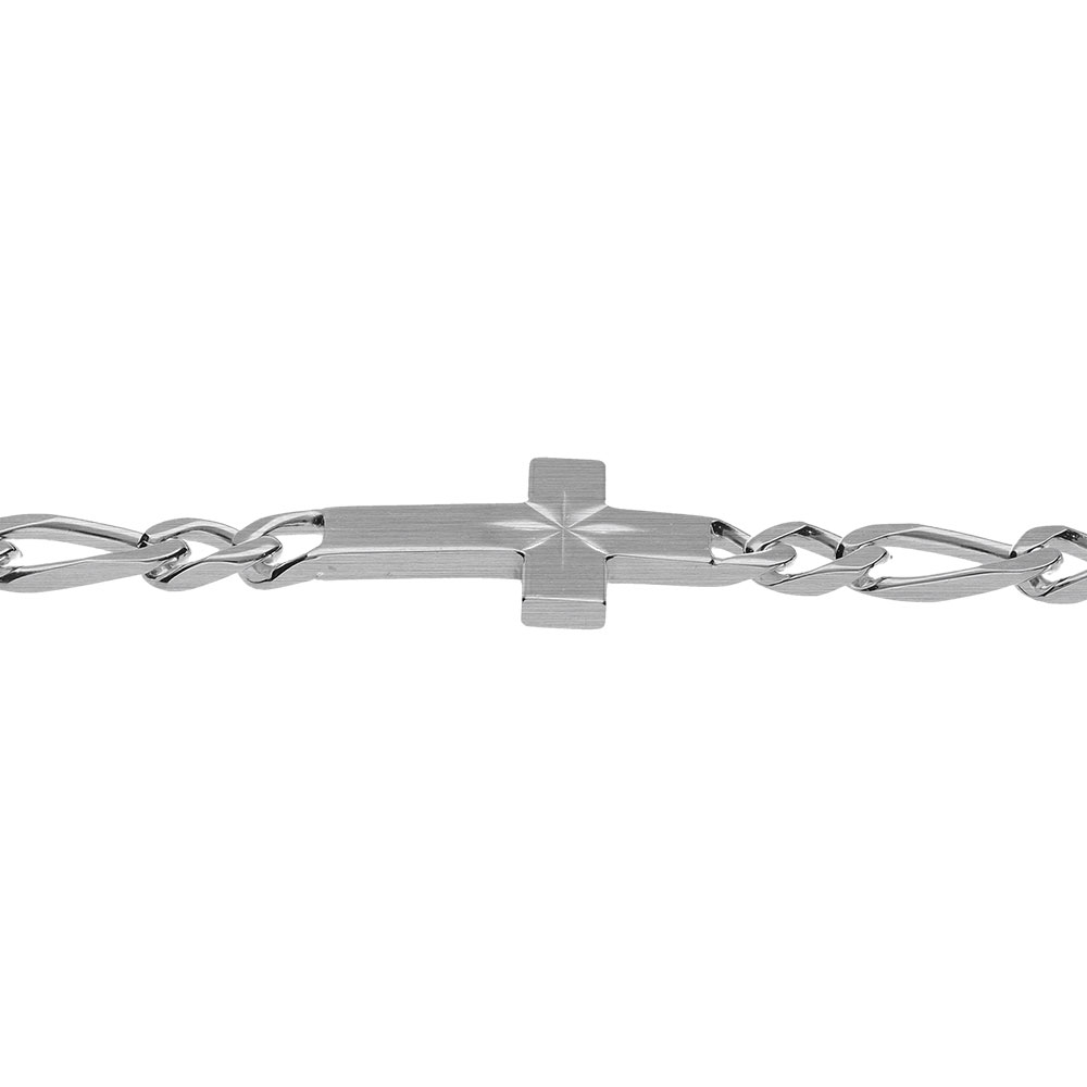 Bracelet en argent 1+3 4mm croix plate lisse diamant�� �toile - 18cm - Vue 3