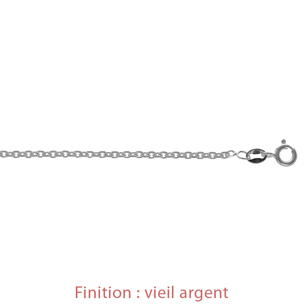 Cha�ne en argent maille for�at largeur 2mm et longueur 50cm - Vue 3