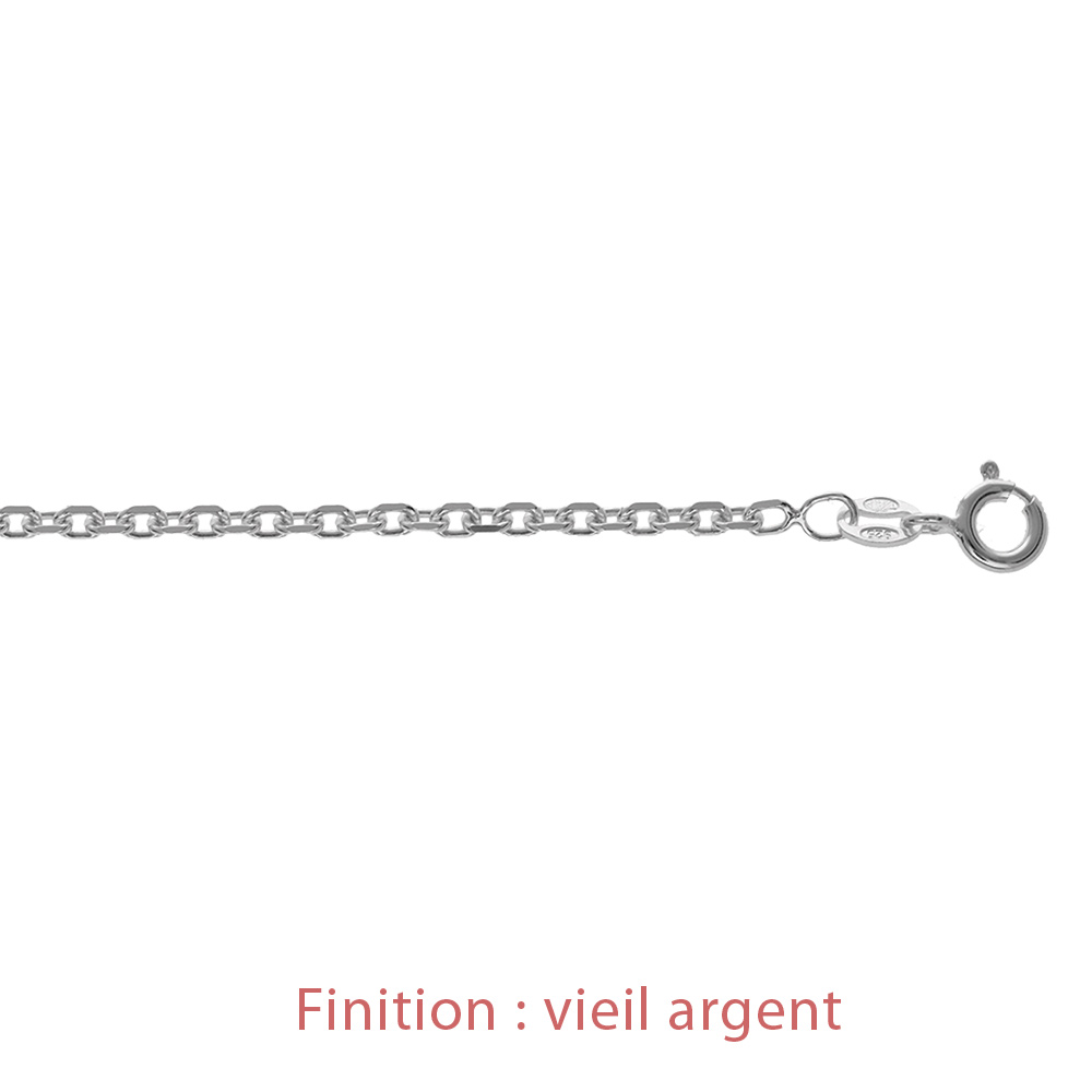Cha�ne en argent maille for�at largeur 2,5mm et longueur 55cm - Vue 3