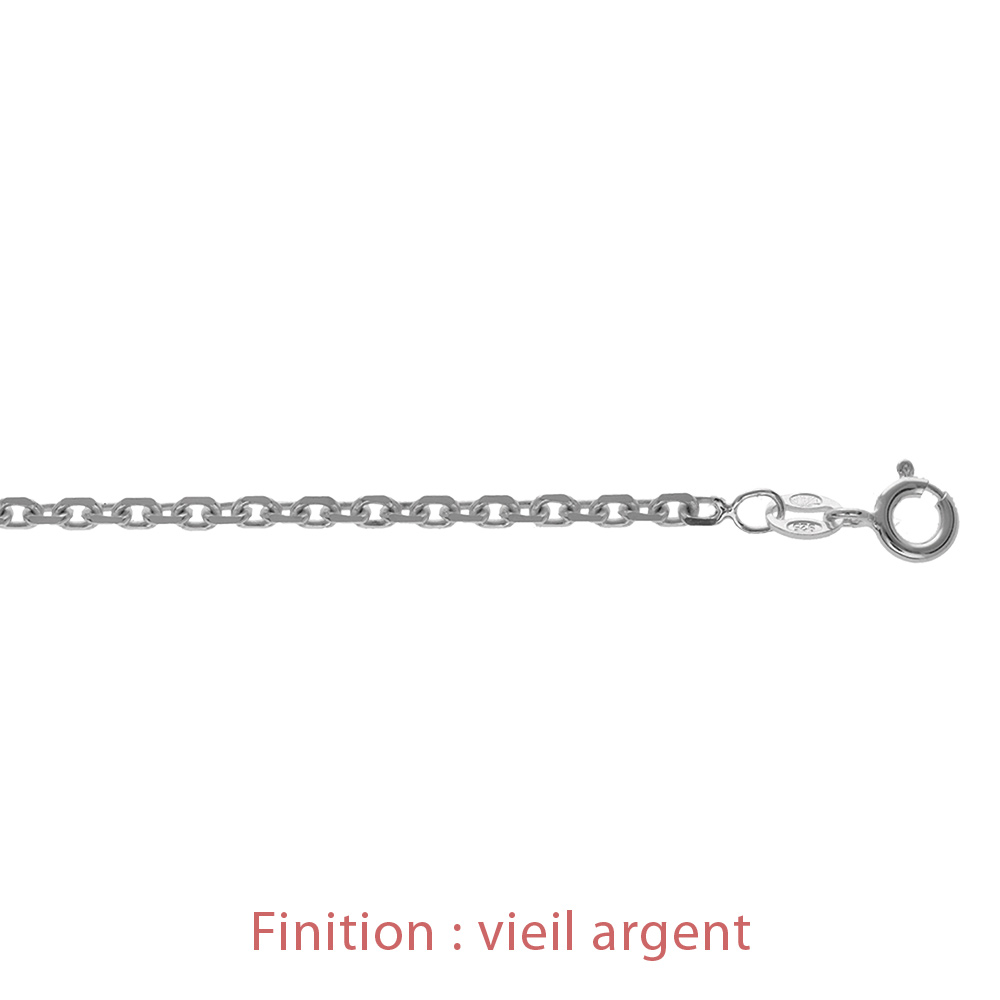 Cha�ne en argent maille for�at largeur 2.7mm et longueur 55cm - Vue 3