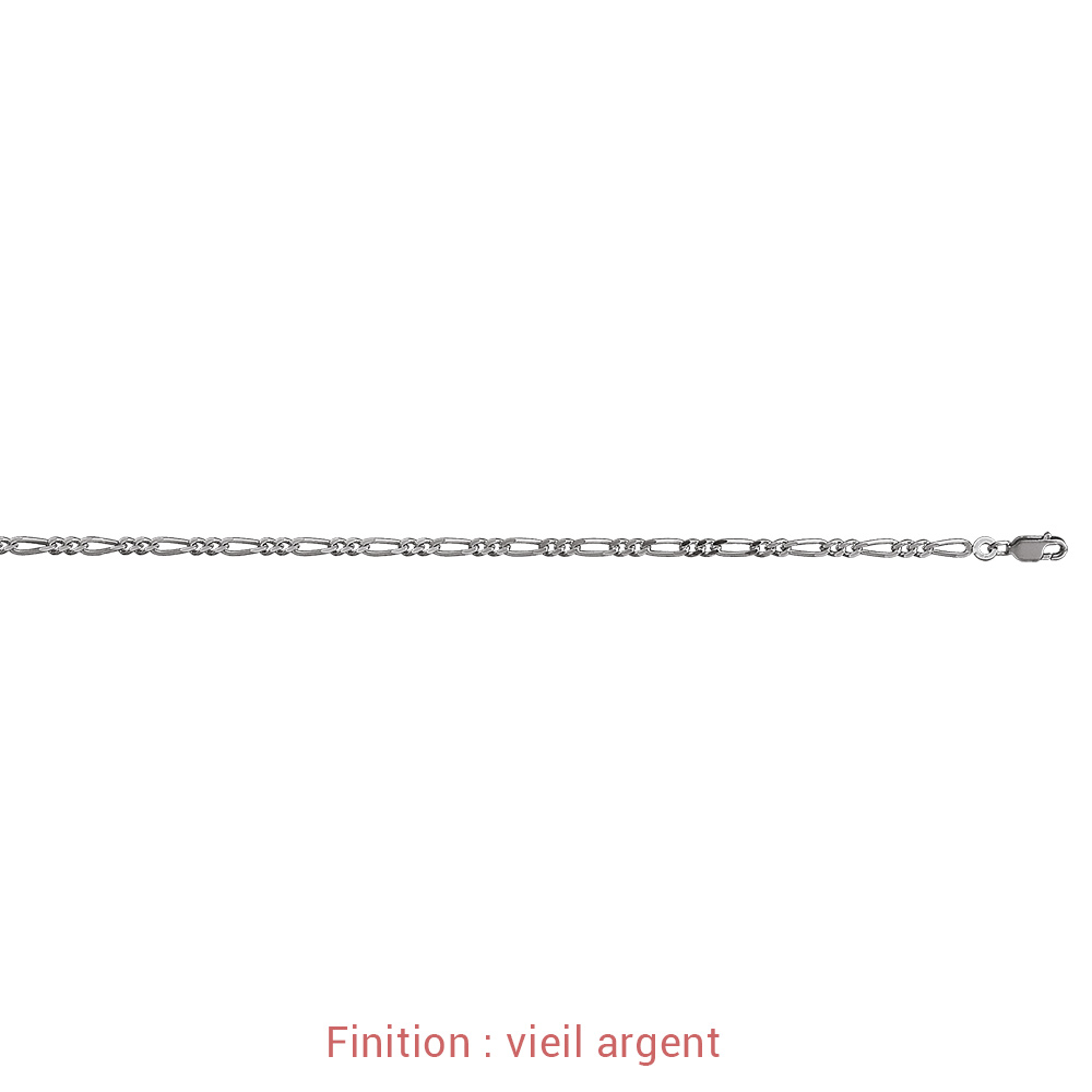 Bracelet en argent cha�ne maille figaro 1+2 largeur 3mm et longueur 18cm - Vue 3