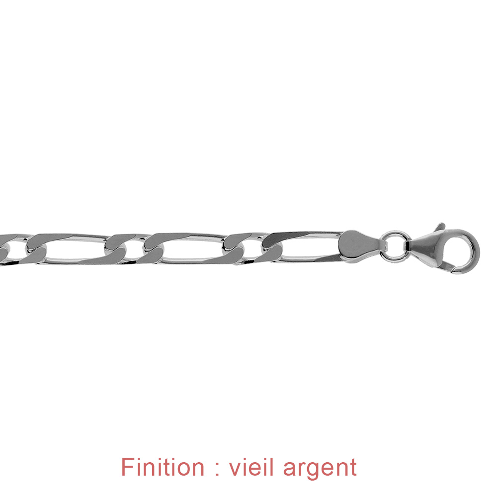 Cha�ne en argent mailles 1+1 largeur 4mm et longueur 55cm - Vue 3