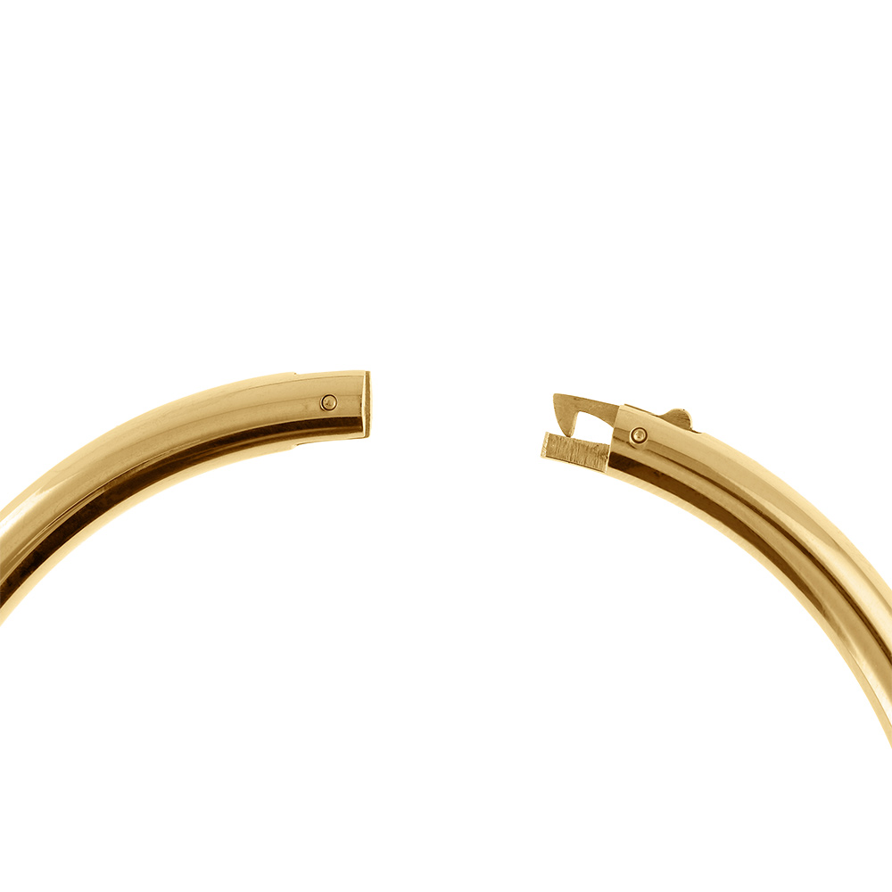 Bracelet en acier jonc massif dor� jaune tube ovale articul� diam�tre 62x55.5mm interieur - Vue 3