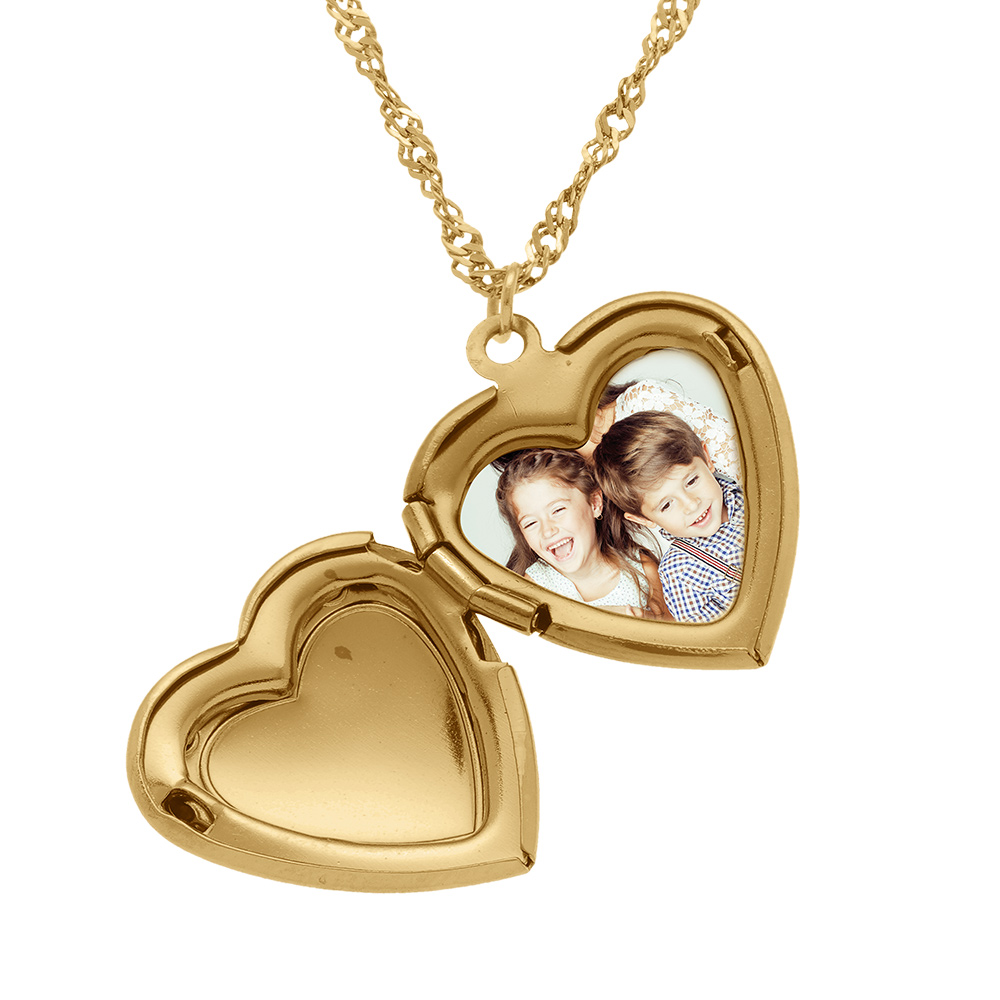 Collier en acier dor� avec pendentif cassolette coeur et arbre de vie  - 45+10cm - Vue 3