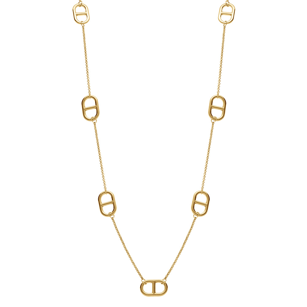 Collier en acier dor� sautoir maille marine - 90 + 5cm - Vue 3