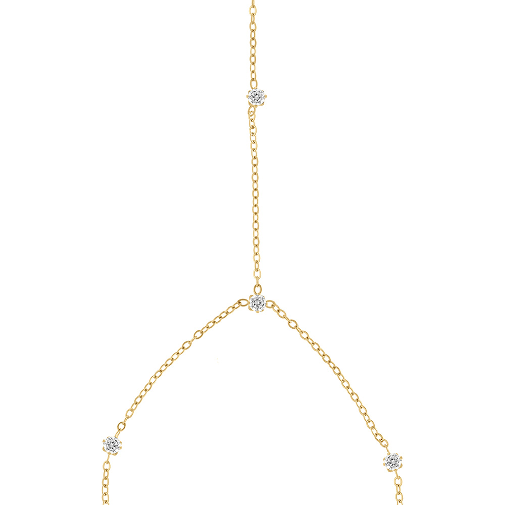 Parure de main en acier dor� ave oxyde blanc - Vue 3