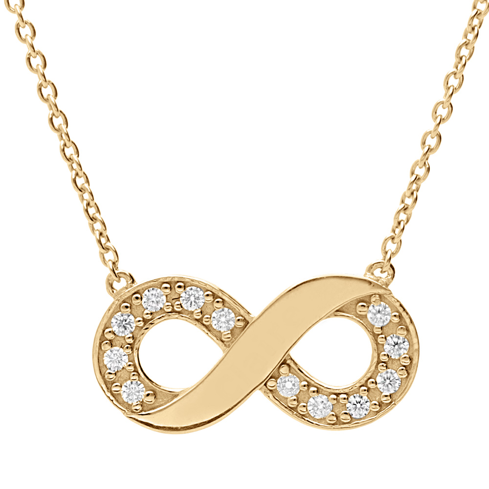 Collier en vermeil infini � graver avec oxydes blancs sertis - 42+3cm - Vue 3