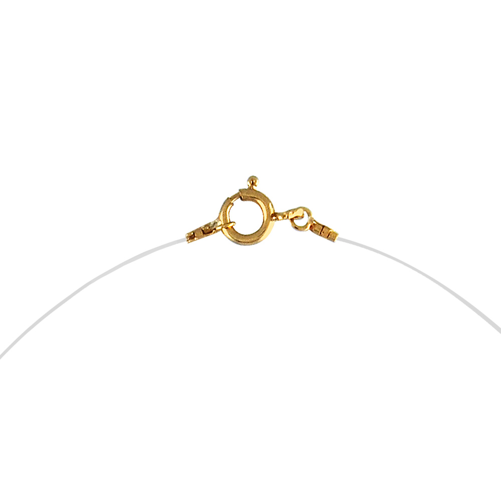 Collier en plaqu� or fil en nylon avec pendentif oxyde blanc solitaire de 3mm - longueur 42cm - Vue 3